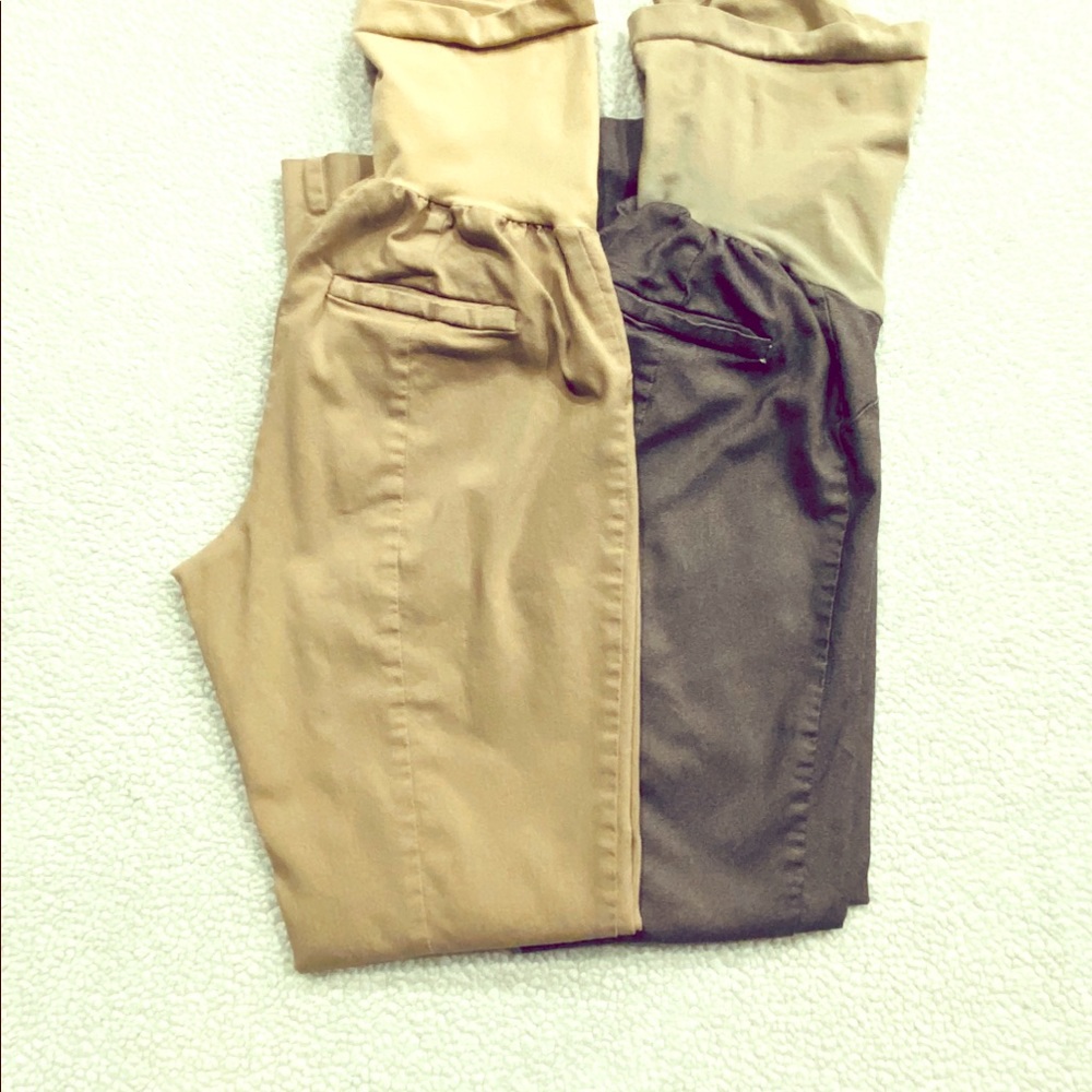 2 Motherhood Pants XS Cropped Skinny Beige/Grey
